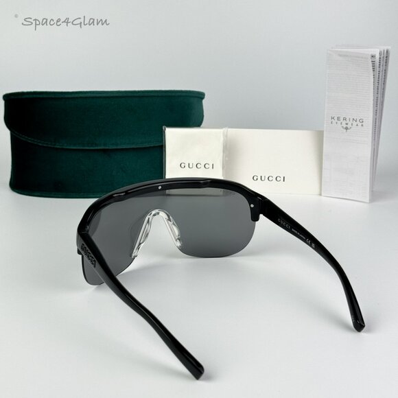 BRAND NEW Gucci GG1645S  003 Black Grey Silver Mirrored Unisex Mask Sunglasses - Picture 5 of 10